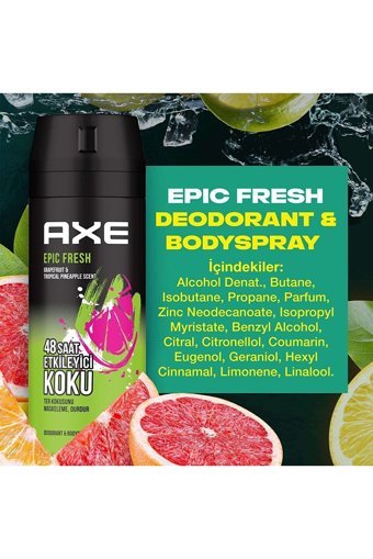 Axe Epic Fresh Pudrasız Ter Önleyici Sprey Erkek 4x150 ml