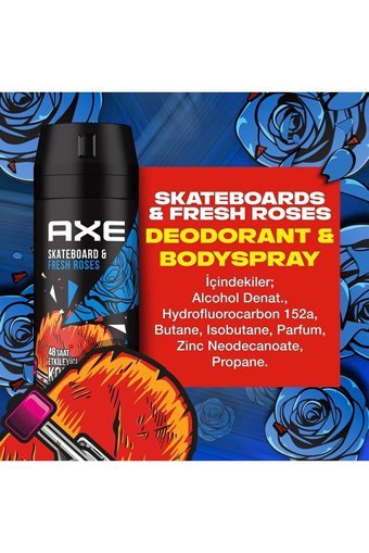 Axe Skateboard & Fresh Roses Pudrasız Ter Önleyici Sprey Erkek 6x150 ml