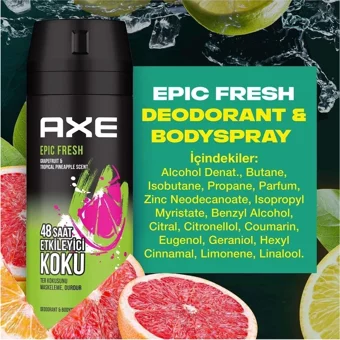 Axe Epic Fresh Pudrasız Ter Önleyici Sprey Erkek 2x150 ml