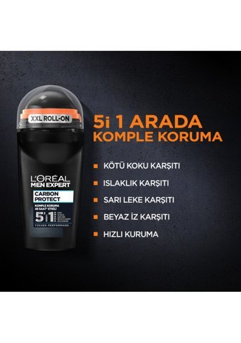 L'Oreal Paris Expert Carbon Pudrasız Ter Önleyici Organik Antiperspirant Roll-On Erkek 50 ml