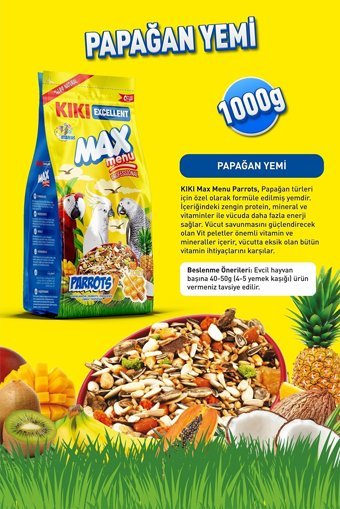 Kiki Excellent Max Menu Kabuklu Ballı Vitaminli Papağan Yemi 1 kg