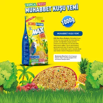 Kiki Excellent Max Menu Kabuklu Meyveli Vitaminli Muhabbet Kuşu Yemi 1 kg