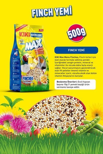 Kiki Excellent Max Menu Kabuklu Ballı Vitaminli Finch Yemi 500 gr