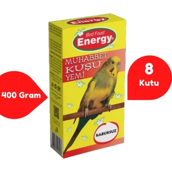 Energy Kabuksuz Sade Muhabbet Kuşu Yemi 8x400 gr