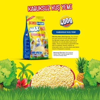 Kiki Excellent Max Menu Kabuksuz Meyveli Vitaminli Kuş Yemi 400 gr