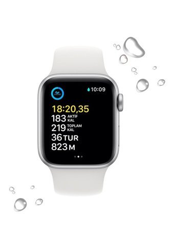 Apple SE 2 Apple Uyumlu iOS Su Geçirmez 40 mm Fluoro Elastomer Kordon Dikdörtgen Tansiyon Ölçen Unisex Akıllı Saat Beyaz