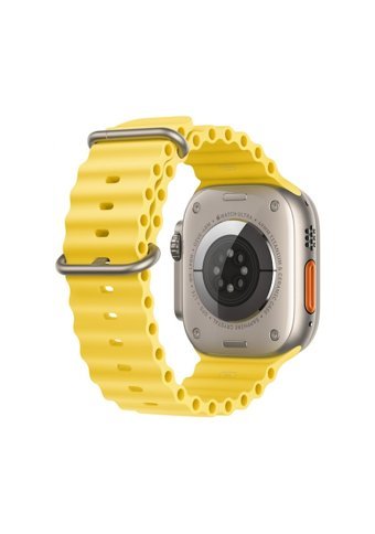 Apple Watch Ultra Apple Uyumlu WatchOS Su Geçirmez 44 mm Elastomer Kordon Kulaklıklı Kare Sim Kartlı Akıllı Saat Sarı