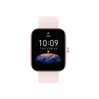 Amazfit Bip 3 Pro Zepp OS Su Geçirmez 44.12 mm Silikon Kordon Kare Unisex Akıllı Saat Pembe