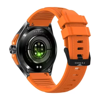 Ferro FSW1117D-G 47 mm Silikon Kordon Yuvarlak Erkek Akıllı Saat Turuncu