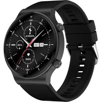 Arion C12 Android Uyumlu Su Geçirmez 46 mm Çelik Kordon Yuvarlak Erkek Akıllı Saat Siyah