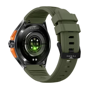 Ferro FSW1117D-GY 47 mm Silikon Kordon Yuvarlak Erkek Akıllı Saat Yeşil