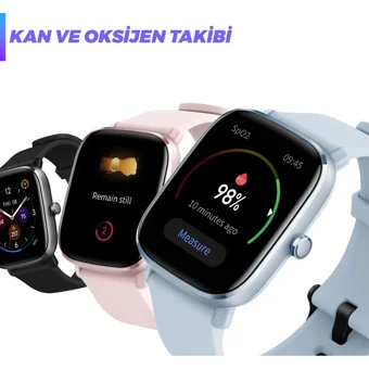 Amazfit GTS 2 Mini Amazfit OS Su Geçirmez 40.5 mm Silikon Kordon Dikdörtgen Unisex Akıllı Saat Mavi