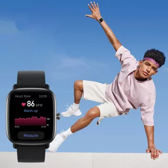 Amazfit GTS 2 Mini Amazfit OS Su Geçirmez 40.5 mm Silikon Kordon Dikdörtgen Unisex Akıllı Saat Mavi