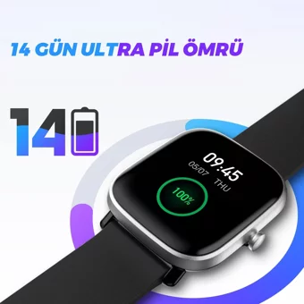 Amazfit GTS 2 Mini Amazfit OS Su Geçirmez 40.5 mm Silikon Kordon Dikdörtgen Unisex Akıllı Saat Mavi