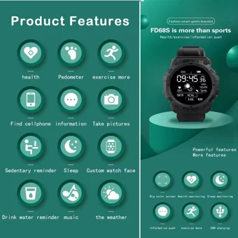 Arion FD68S Android-iOS Uyumlu Android-iOS Su Geçirmez Plastik Kordon Yuvarlak Kadın Akıllı Saat Pembe
