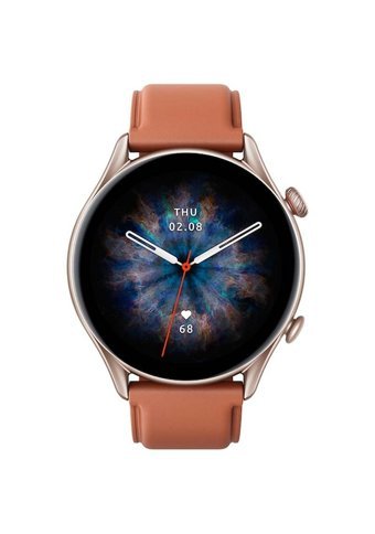 Amazfit GTR 3 Pro Zepp OS Su Geçirmez 46 mm Deri Kordon Yuvarlak Unisex Akıllı Saat Kahverengi