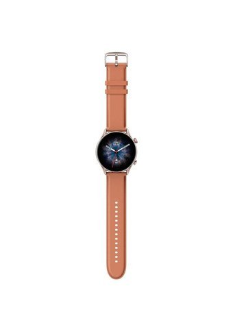 Amazfit GTR 3 Pro Zepp OS Su Geçirmez 46 mm Deri Kordon Yuvarlak Unisex Akıllı Saat Kahverengi