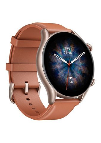 Amazfit GTR 3 Pro Zepp OS Su Geçirmez 46 mm Deri Kordon Yuvarlak Unisex Akıllı Saat Kahverengi