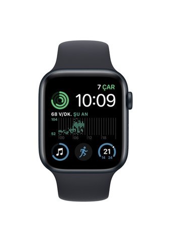 Apple Watch SE 2 Apple Uyumlu WatchOS Su Geçirmez 44 mm Silikon Kordon Kare Unisex Akıllı Saat Siyah
