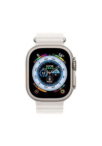 Apple Watch Ultra Apple Uyumlu WatchOS Su Geçirmez 44 mm Elastomer Kordon Kulaklıklı Kare Sim Kartlı Akıllı Saat Beyaz