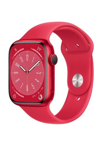 Apple Watch Series 8 Apple Uyumlu WatchOS Su Geçirmez 45 mm Fluoro Elastomer Kauçuk Kordon Kulaklıklı Kare Akıllı Saat Kırmızı