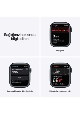 Apple Nike Series 7 Apple Uyumlu iOS Su Geçirmez 41 mm Fluoro Elastomer Kordon Dikdörtgen Unisex Akıllı Saat Siyah