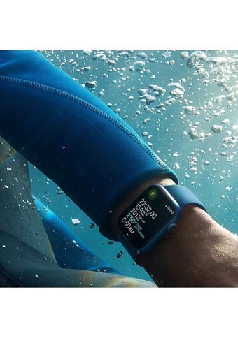 Apple Nike Series 7 Apple Uyumlu iOS Su Geçirmez 41 mm Fluoro Elastomer Kordon Dikdörtgen Unisex Akıllı Saat Siyah
