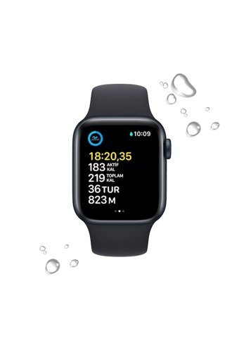 Apple SE 2 Apple Uyumlu iOS Su Geçirmez 40 mm Fluoro Elastomer Kordon Dikdörtgen Tansiyon Ölçen Unisex Akıllı Saat Koyu Gri