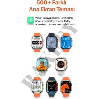 Bakeey Watch 8 Ultra Su Geçirmez 49 mm Silikon Kordon Kare Tansiyon Ölçen Akıllı Saat Beyaz