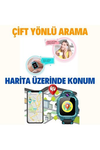 Bakeey Su Geçirmez Silikon Kordon Kare Kameralı Tansiyon Ölçen Sim Kartlı Çocuk Akıllı Saat Eflatun