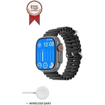 Torima T10 Ultra Android 49 mm Plastik Kordon Dikdörtgen unisex Akıllı Saat Siyah