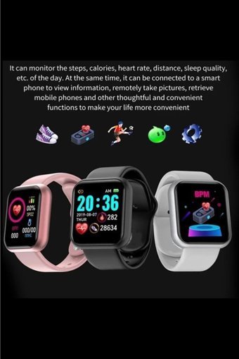 Torima Y68 Smart Watch Android 36 mm Plastik Kordon Dikdörtgen unisex Akıllı Saat Yeşil