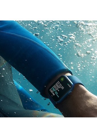 Apple Watch Series 7 Apple Uyumlu WatchOS Su Geçirmez 45 mm Kauçuk Kordon Kare Unisex Sim Kartlı Akıllı Saat Siyah