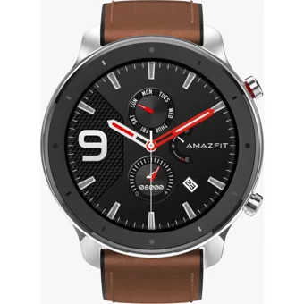 Amazfit GTR Su Geçirmez 47.2 mm Deri Kordon Yuvarlak Erkek Akıllı Saat Kahverengi