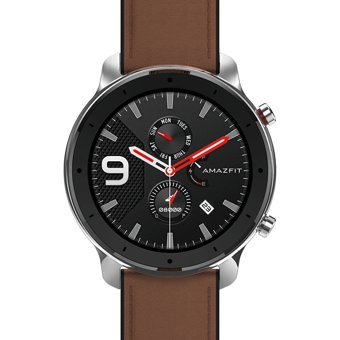 Amazfit GTR Su Geçirmez 47.2 mm Deri Kordon Yuvarlak Erkek Akıllı Saat Kahverengi