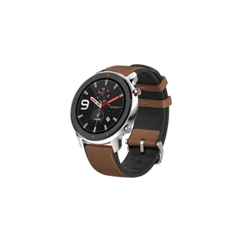 Amazfit GTR Su Geçirmez 47.2 mm Deri Kordon Yuvarlak Erkek Akıllı Saat Kahverengi