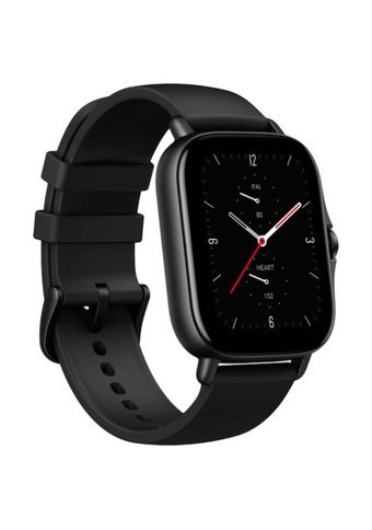 Amazfit GTS 2E Amazfit OS Su Geçirmez 42 mm Silikon Kordon Dikdörtgen Unisex Akıllı Saat Siyah