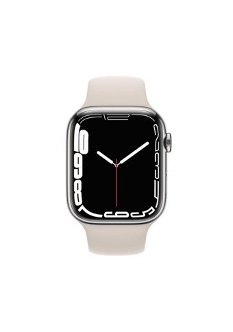 Apple Watch Series 7 Apple Uyumlu WatchOS Su Geçirmez 45 mm Kauçuk Kordon Kare Unisex Sim Kartlı Akıllı Saat Krem