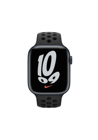 Apple Nike Series 7 Apple Uyumlu iOS Su Geçirmez 45 mm Fluoro Elastomer Kordon Dikdörtgen Unisex Akıllı Saat Siyah