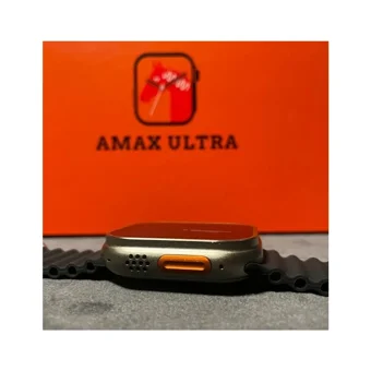 Amax Ultra Watch 8 Ultra Universal Uyumlu 49 mm Deri Kordon Kare Erkek Akıllı Saat Turuncu