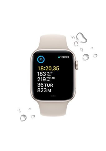 Apple Watch SE 2 Apple Uyumlu WatchOS Su Geçirmez 44 mm Silikon Kordon Kare Unisex Akıllı Saat Krem