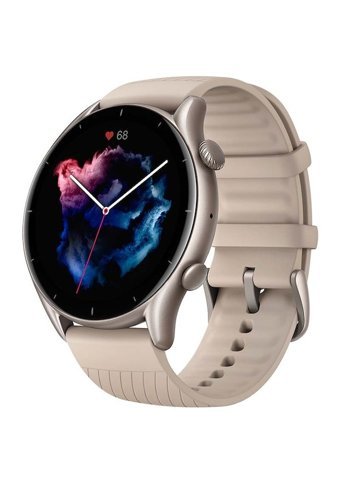 Amazfit GTR 3 Zepp OS Su Geçirmez 45.8 mm Silikon Kordon Yuvarlak Unisex Akıllı Saat Ekru
