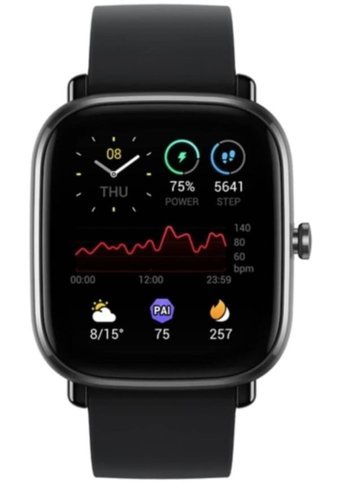 Amazfit GTS 2 Mini Amazfit OS Su Geçirmez 40.5 mm Silikon Kordon Dikdörtgen Unisex Akıllı Saat Siyah