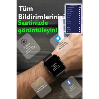 Bakeey T700S Silikon Kordon Kare Tansiyon Ölçen Akıllı Saat Siyah