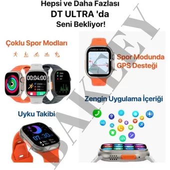 Bakeey Watch 8 Ultra Su Geçirmez 49 mm Silikon Kordon Kare Tansiyon Ölçen Akıllı Saat Siyah