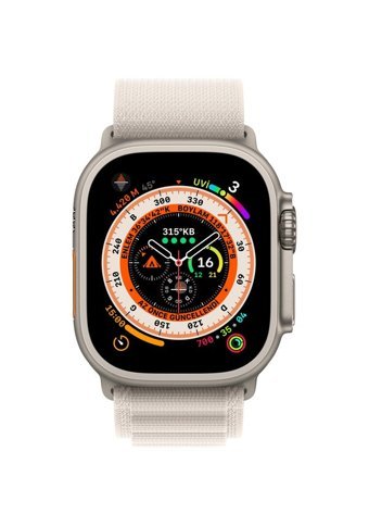 Apple Watch Ultra Apple Uyumlu WatchOS Su Geçirmez 44 mm Elastomer Kordon Kulaklıklı Kare Sim Kartlı Akıllı Saat Krem