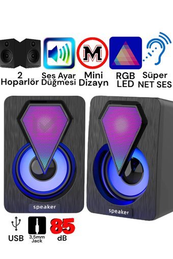 Mateo USB Kablolu 1+1 Bilgisayar Hoparlörü