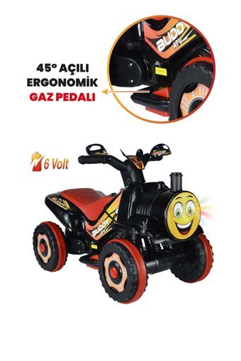 Uj Toys 6 V Üstü Açık Tek Kişilik Akülü ATV Siyah