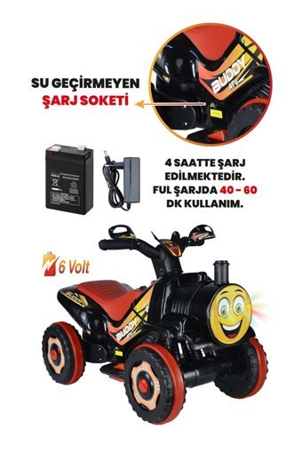 Uj Toys 6 V Üstü Açık Tek Kişilik Akülü ATV Siyah