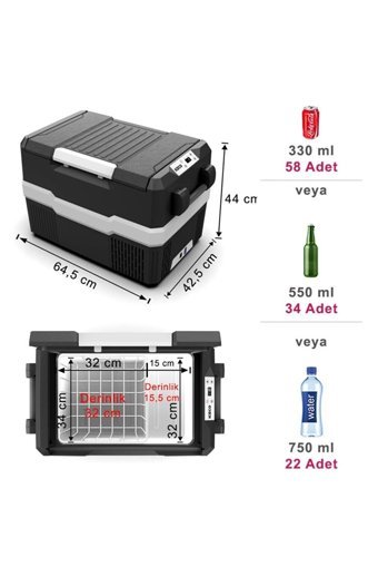 Iceco YCD45S 12-24 V 43 lt Çakmaklıklı Kompresörlü Araç Buzdolabı